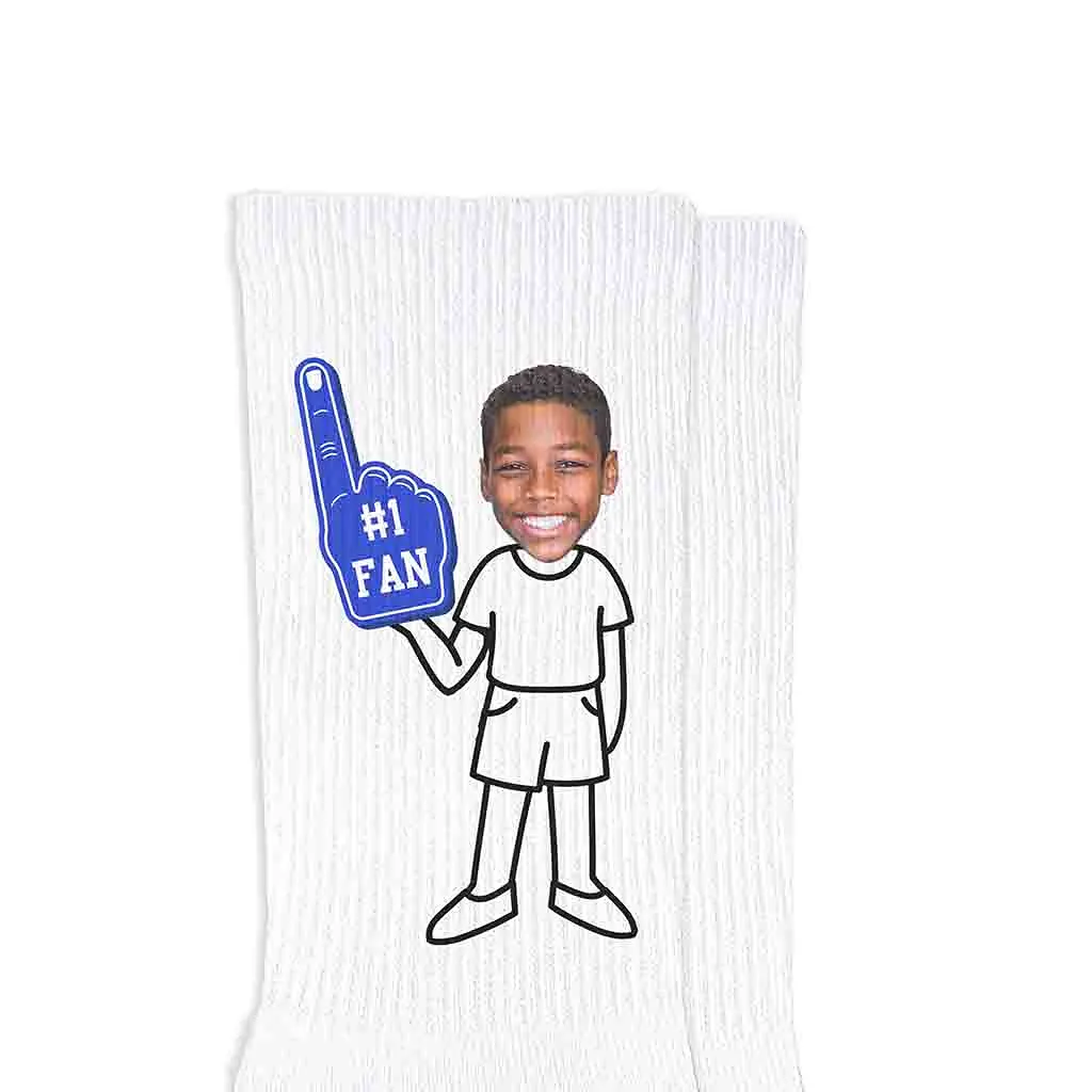 #1 Fan Photo Socks for Men Printed on Cotton Crew Socks