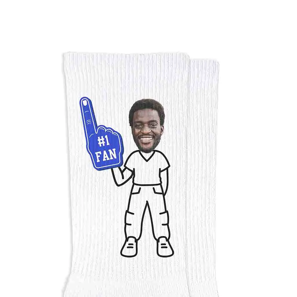 #1 Fan Photo Socks for Men Printed on Cotton Crew Socks