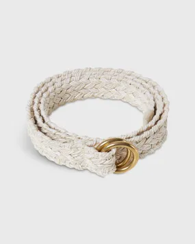 1 Woven Double O-Ring Belt in Bone Cotton