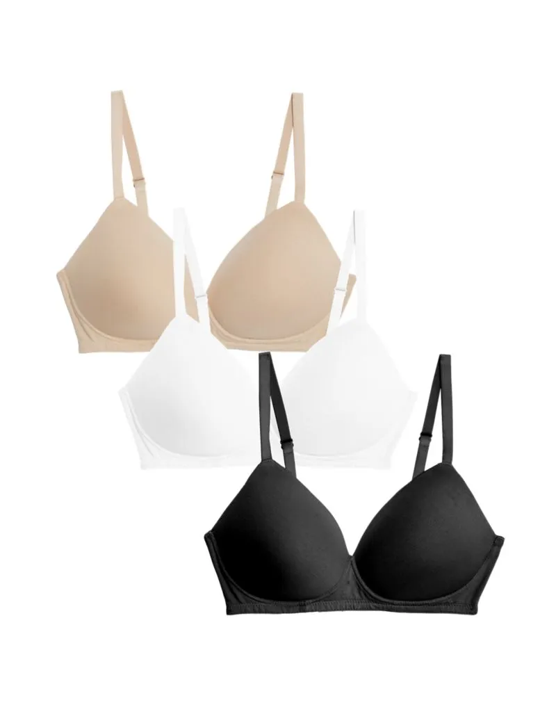 3pk Non Wired T-Shirt Bras A-E