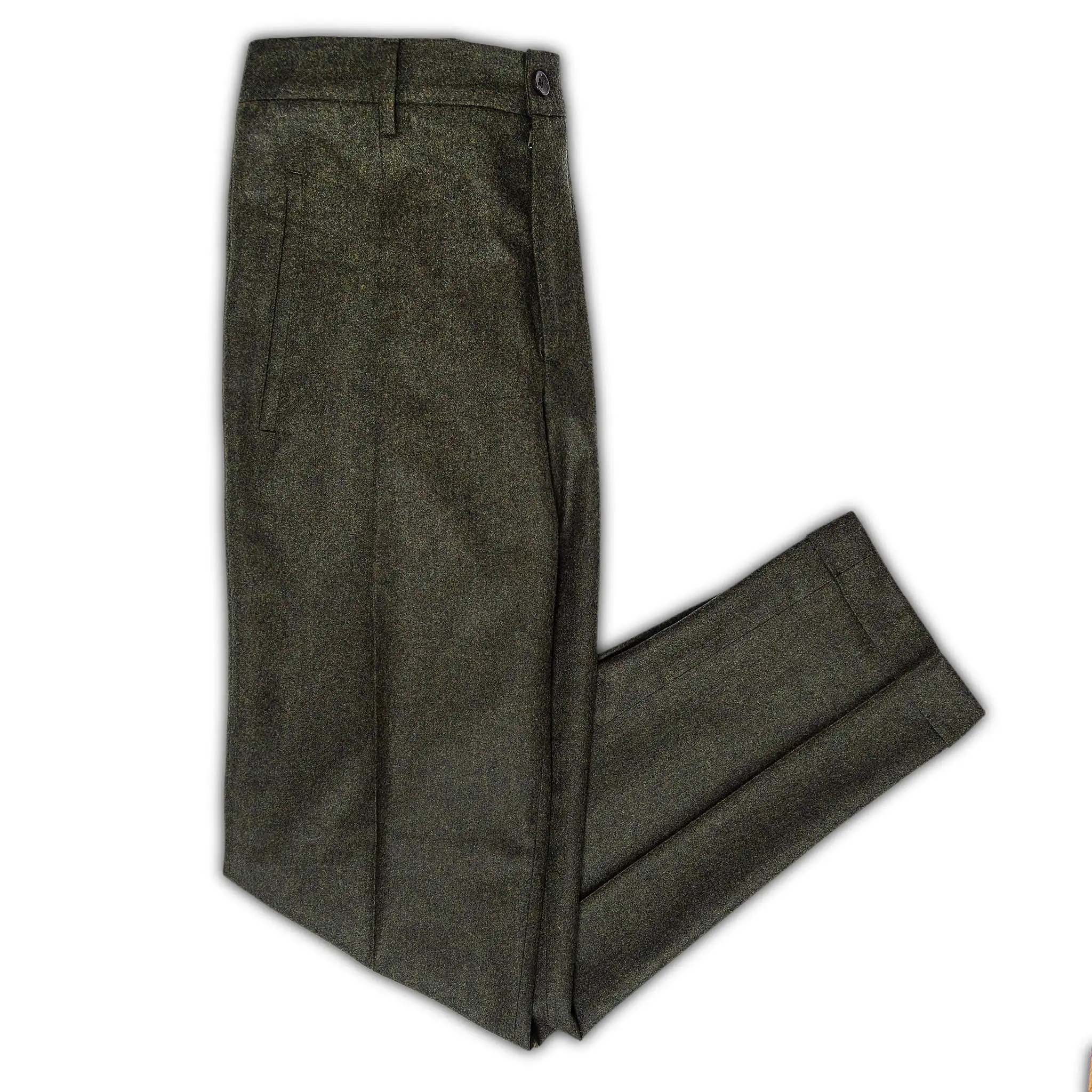 Alain Pleated Chino Pants Wool and Cashmere Flannel (forest green)