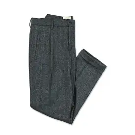 Alain Pleated Chino Pants Wool Flannel (Herringbone Pinstripe)