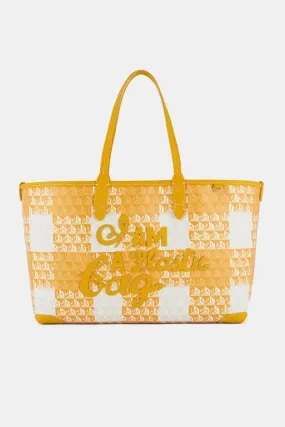 Anya Hindmarch Large 'I Am A Plastic Bag' Motif Tote in Honey Gingham