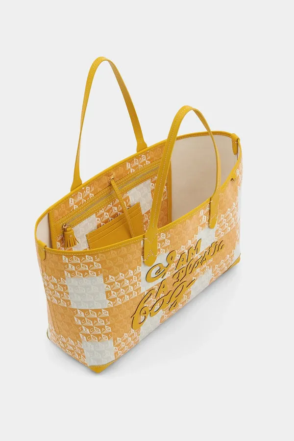 Anya Hindmarch Large 'I Am A Plastic Bag' Motif Tote in Honey Gingham