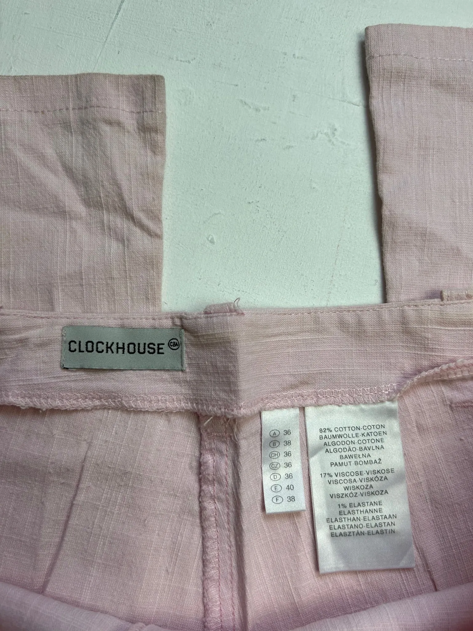 Baby pink cotton low rise flare office pants (S/M)