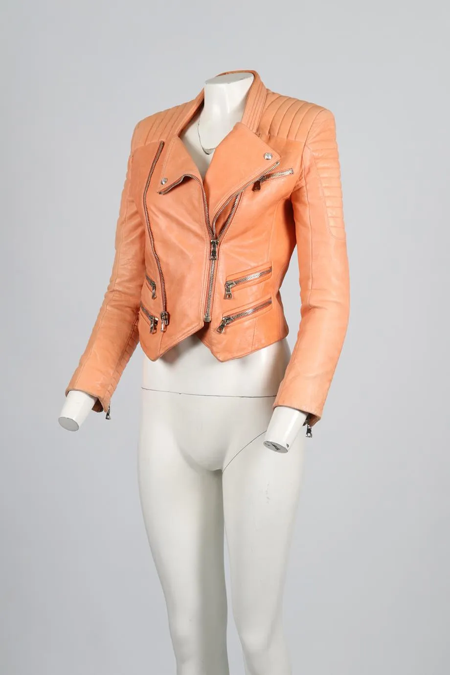 BALMAIN LEATHER BIKER JACKET FR 38 UK 10