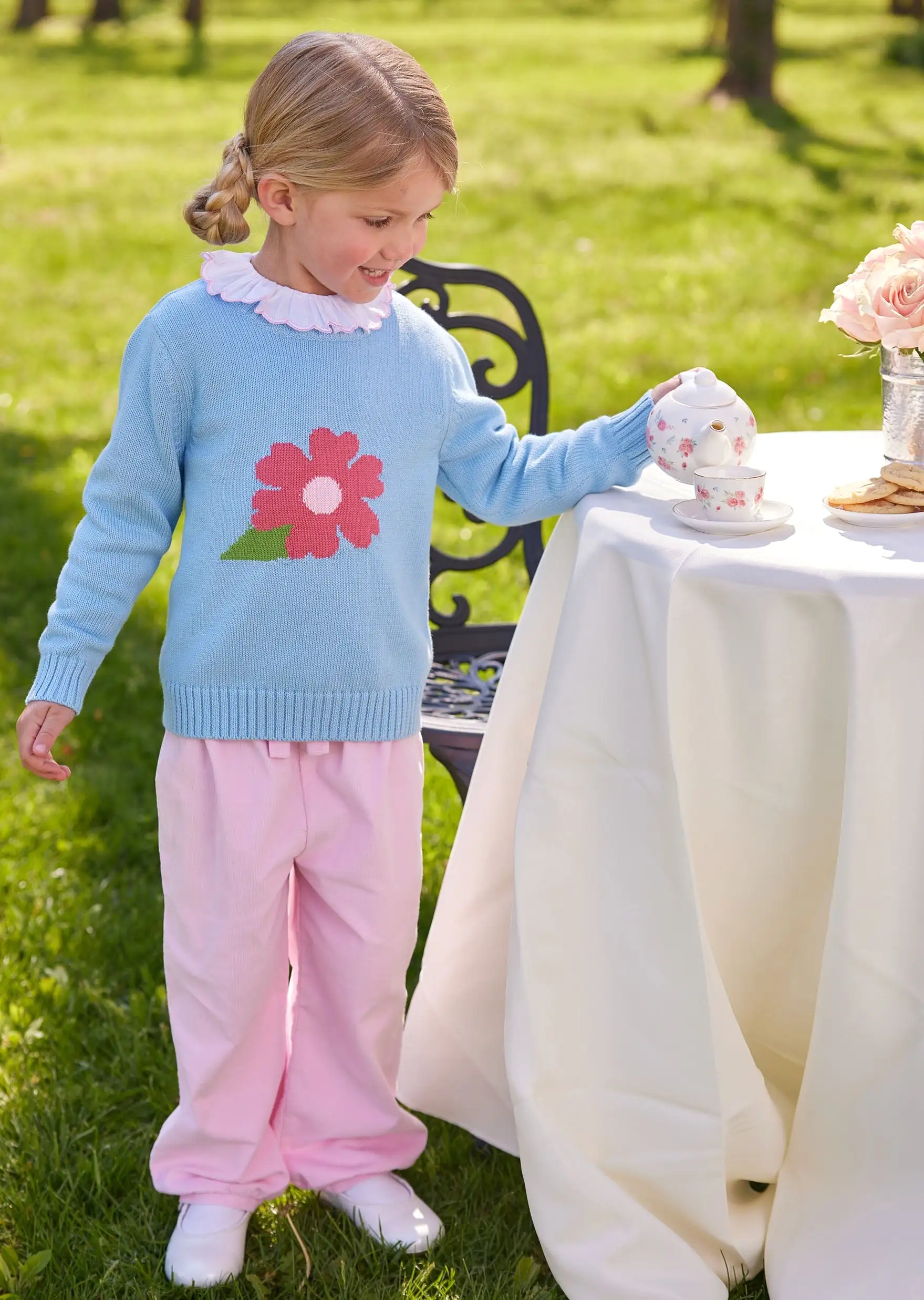 Banded Bow Pant - Light Pink Corduroy