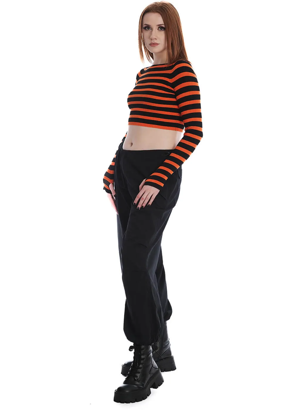 Banned Frances Striped 50's Jumper Orange Black