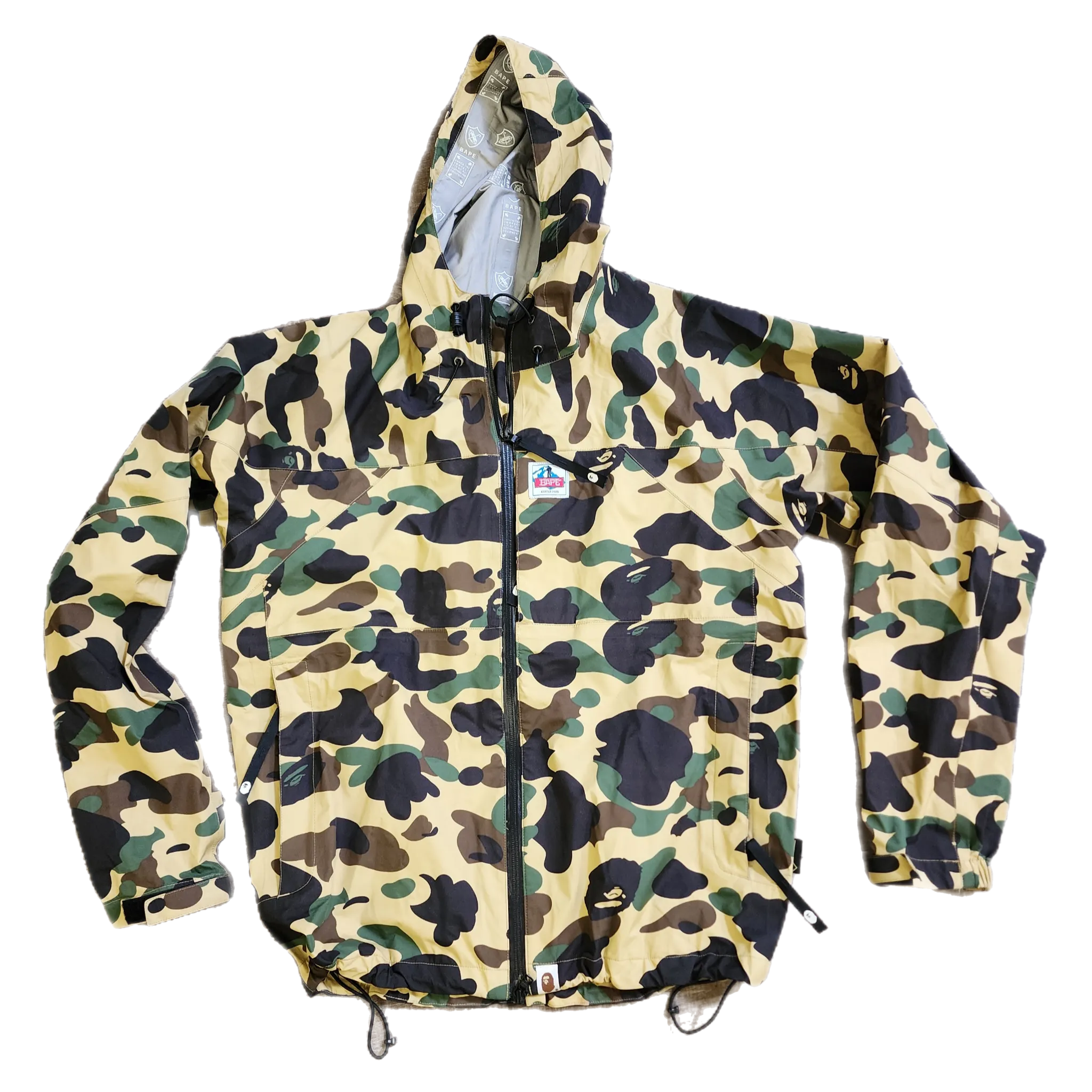 Bape Yellow Camo Trench Coat - Size Large