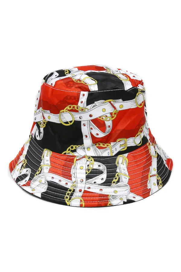 Belt & Chain Print Bucket Hat