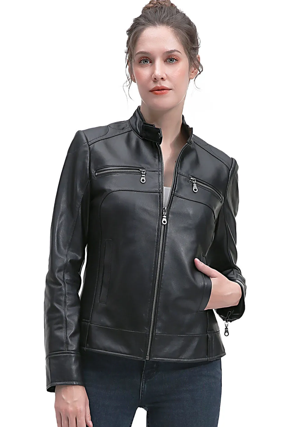 BGSD Women Adele Lambskin Leather Jacket