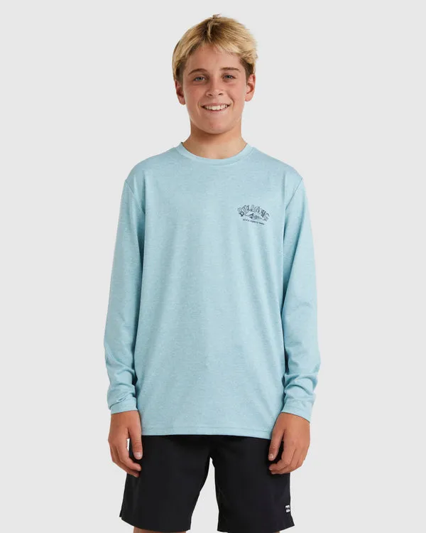 Billabong Boys Ransom Loose Fit Long Sleeve Rashie - Coastal Blue Heather