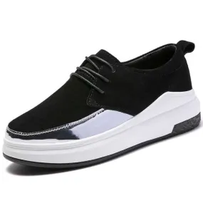 Black patent suede casual shoe sneaker