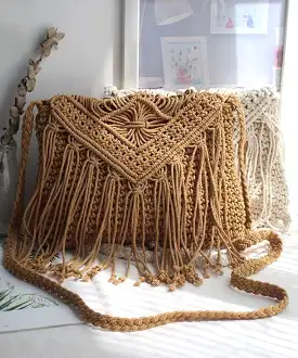 Bohemian Tassel Cotton Woven Vacation Beach Crossbody Bag SX1012