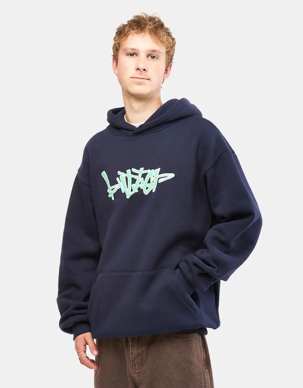 Butter Goods Scratch Applique Pullover Hoodie - Deep Navy