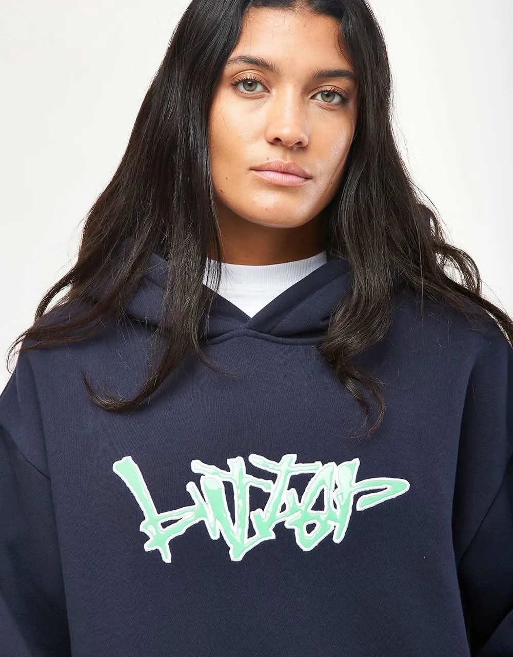 Butter Goods Scratch Applique Pullover Hoodie - Deep Navy