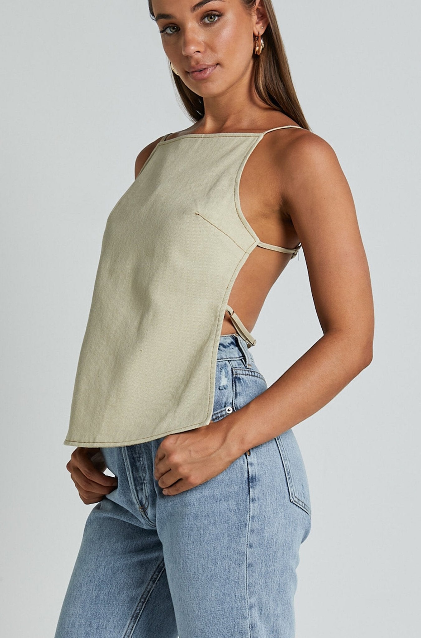 Camille Backless Top in Ecru