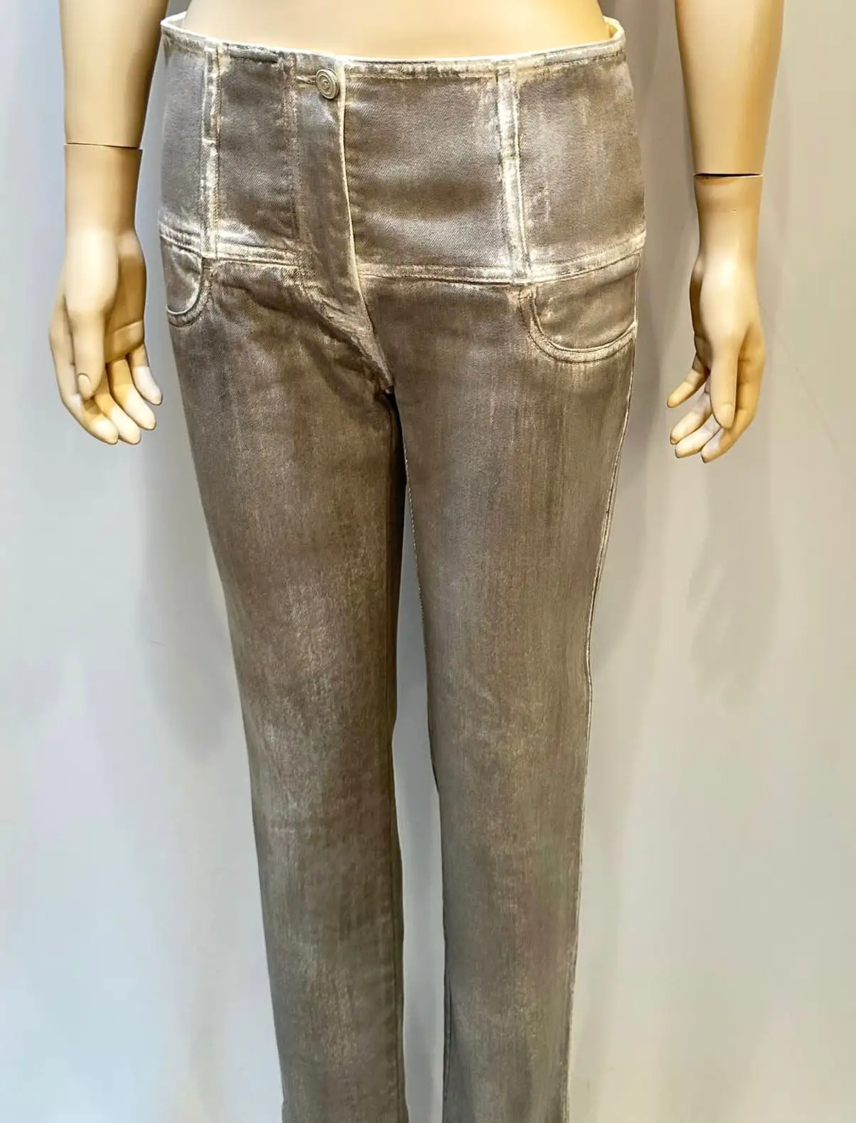 Chanel 14A Paris Dallas Light Gray Jeans FR 38