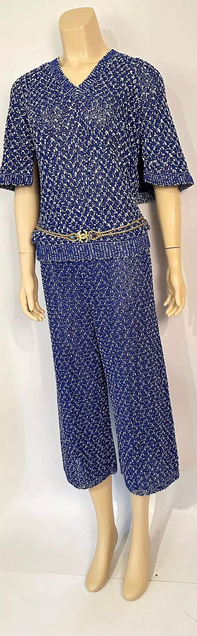 Chanel Contemporary Style Blue Blouse and Pants Set FR 36/38