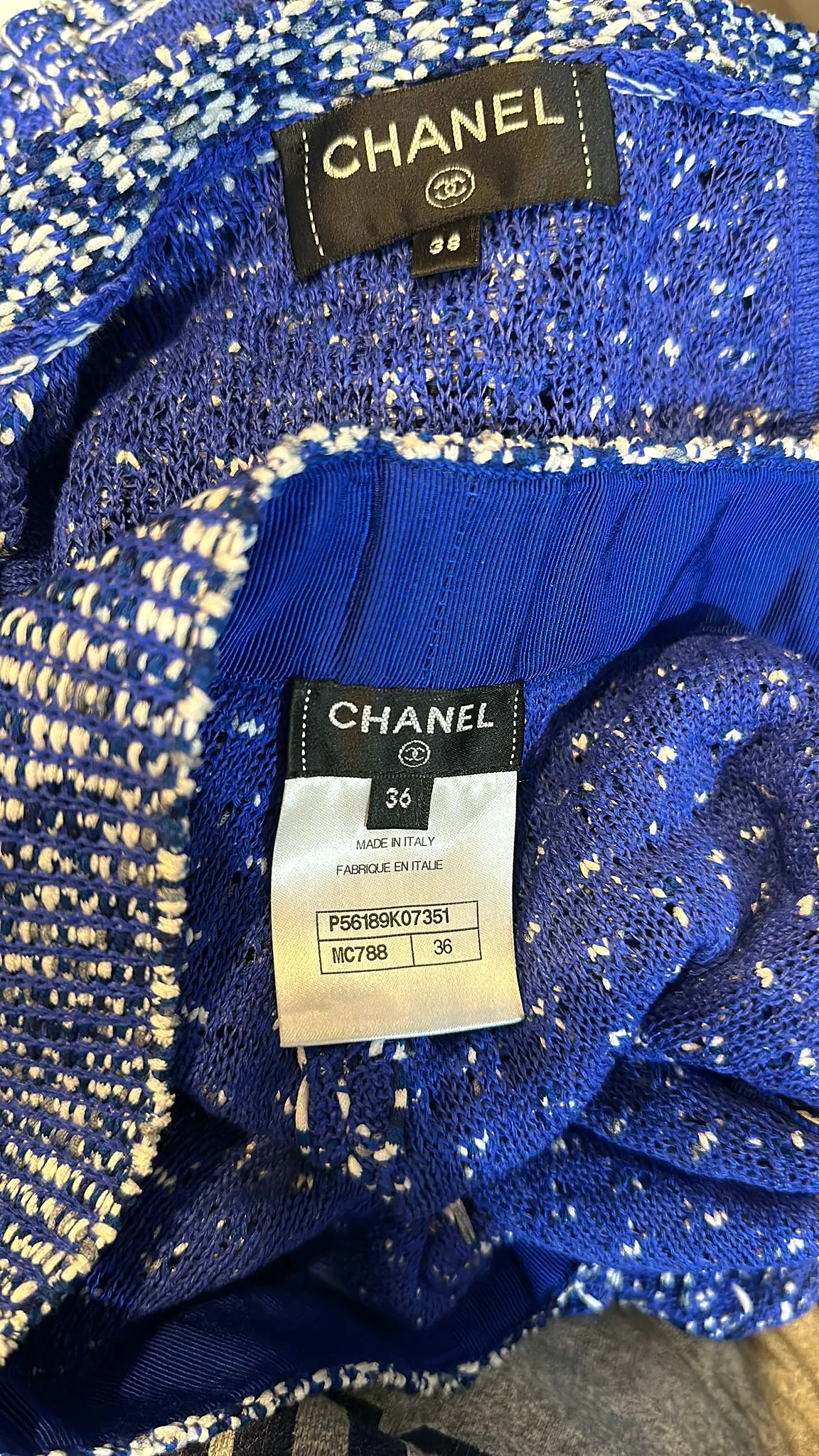 Chanel Contemporary Style Blue Blouse and Pants Set FR 36/38