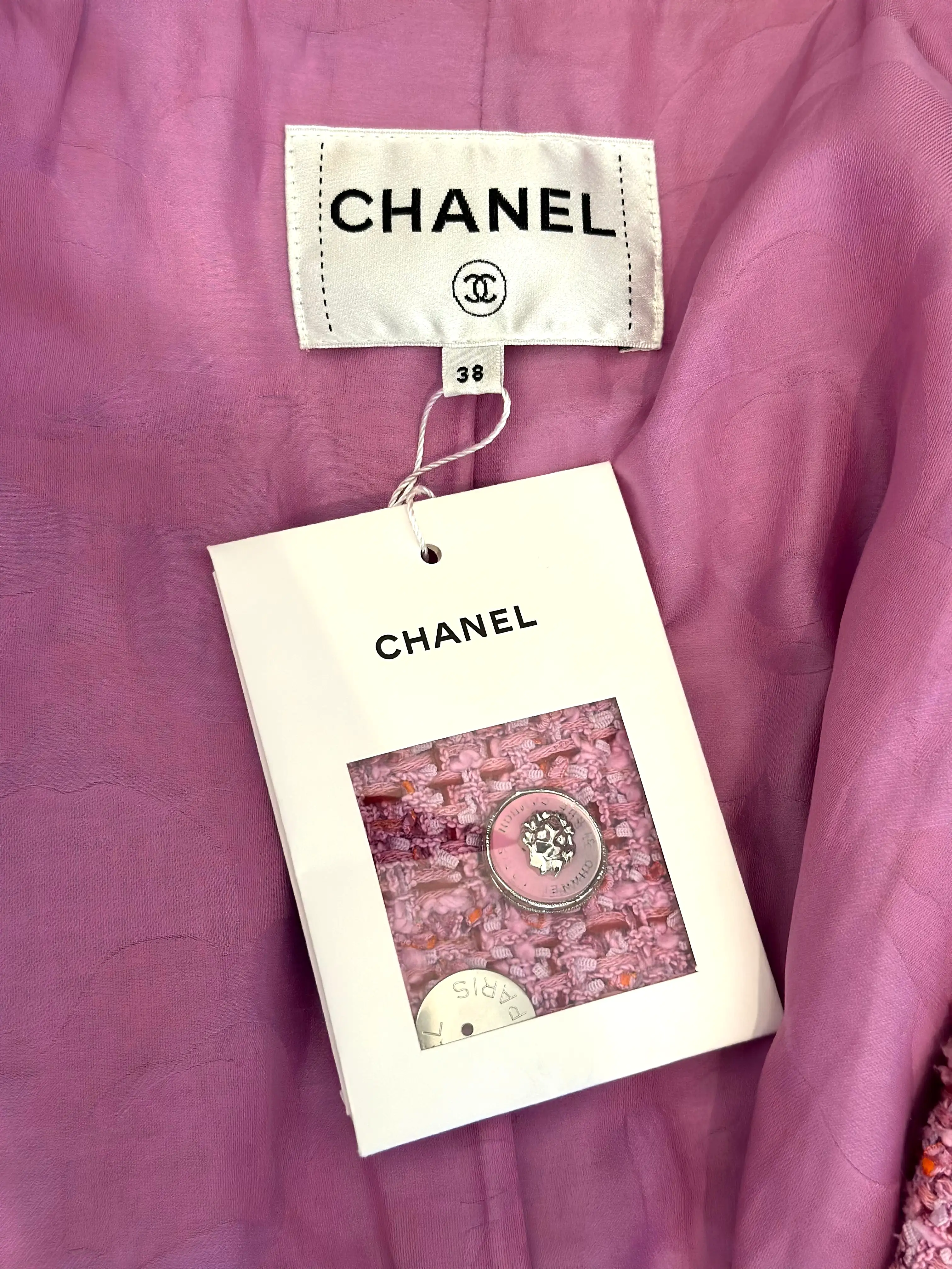 CHANEL - Oversize Coat tweed pink size 38 FR