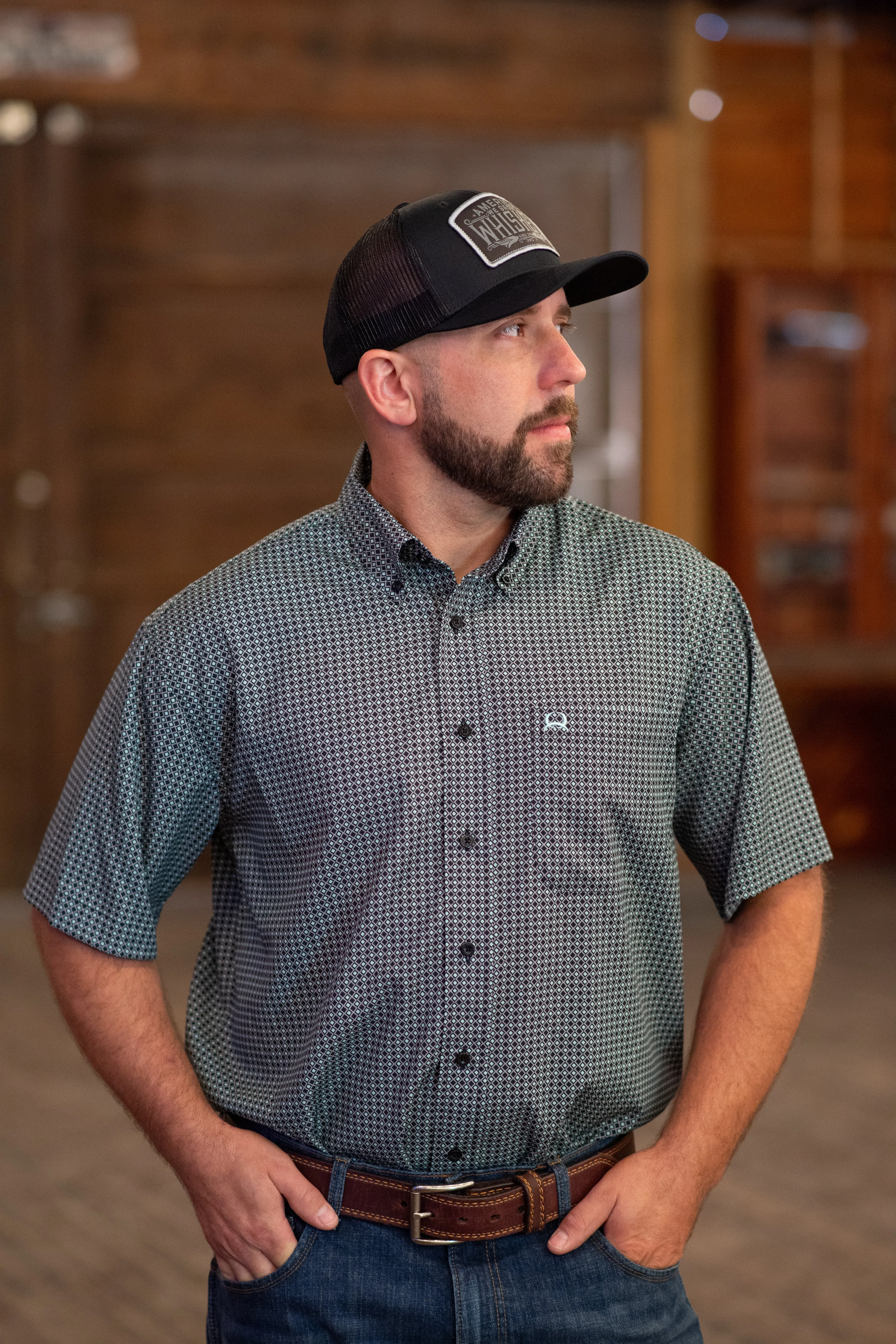 Cinch Arena Flex Black Geo Print Shirt