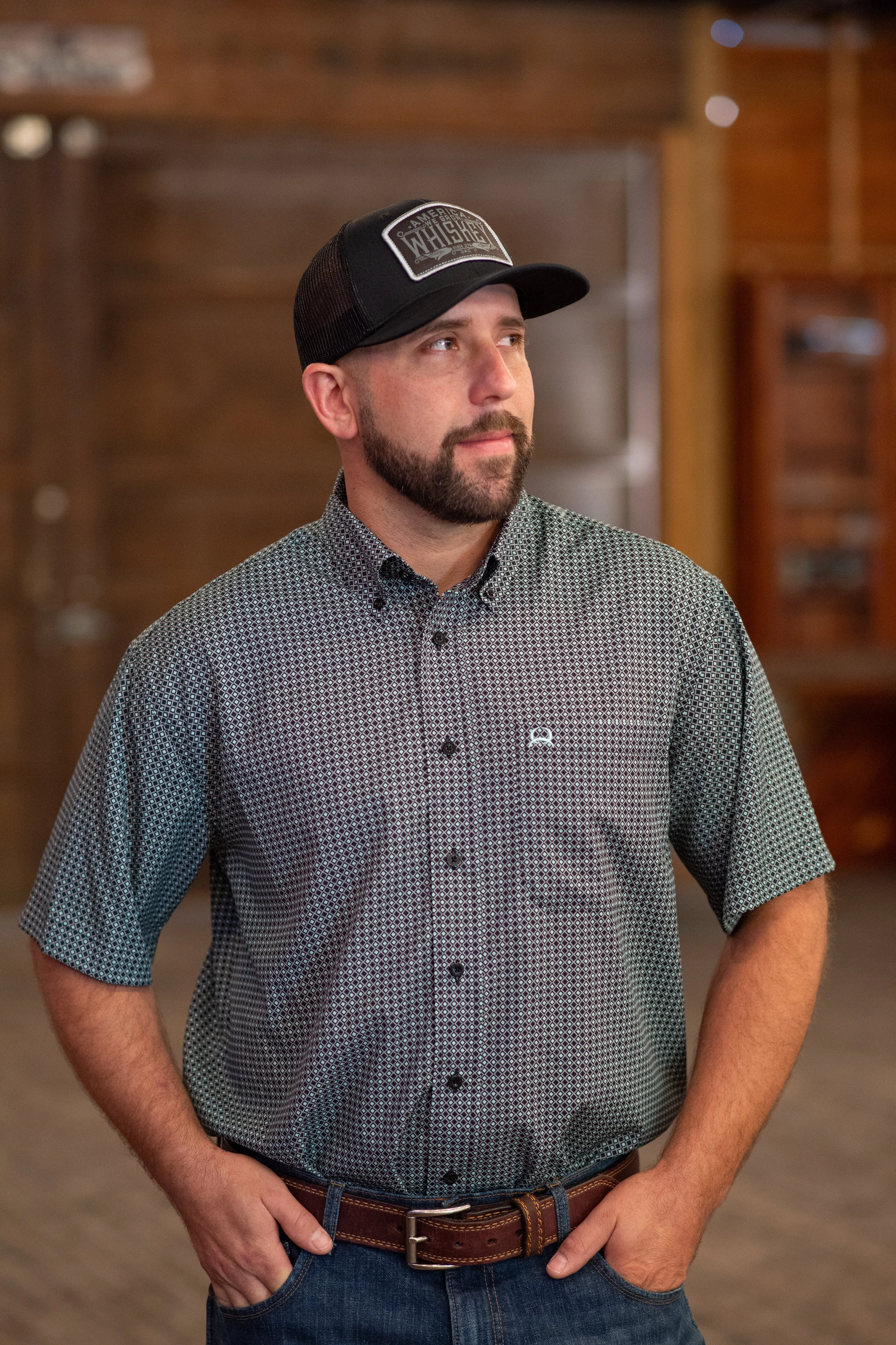 Cinch Arena Flex Black Geo Print Shirt