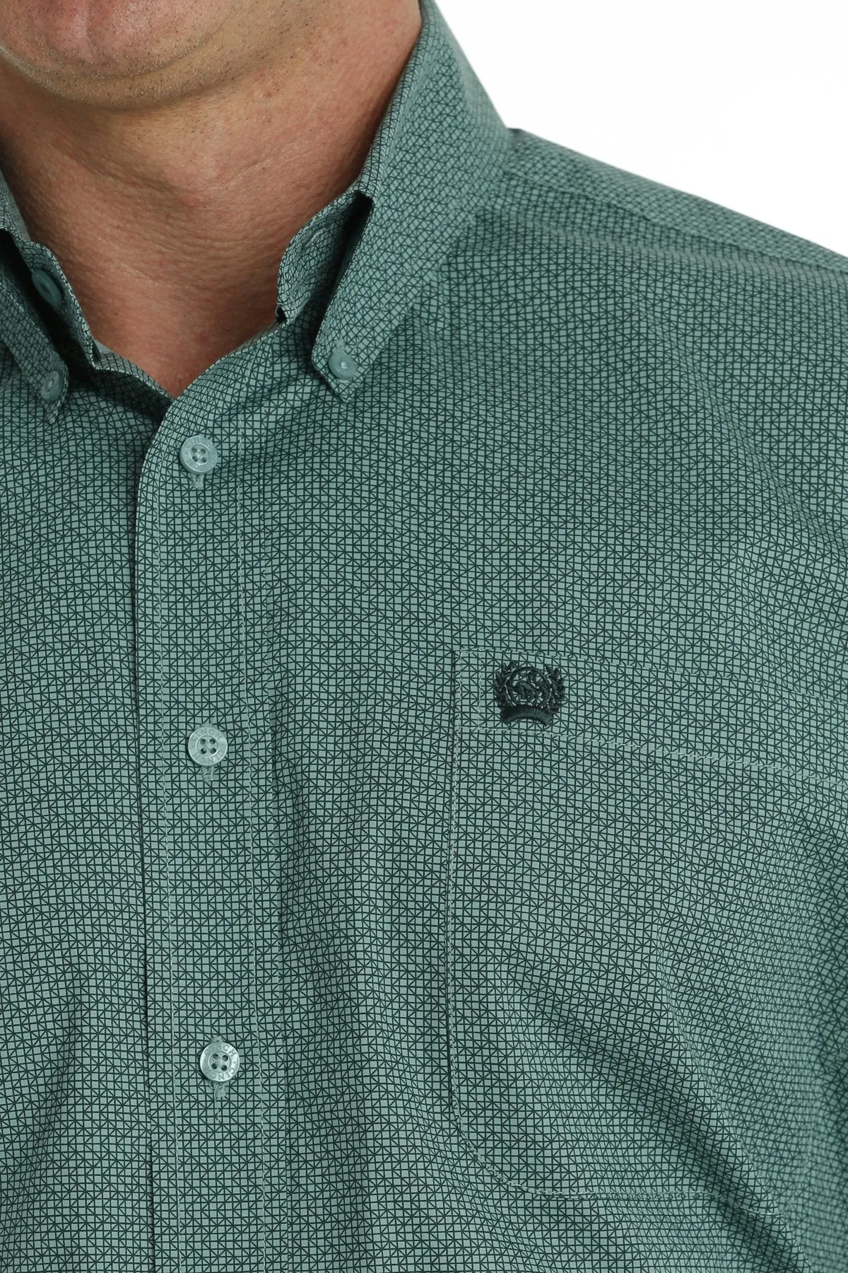 Cinch Green Geo Print Shirt