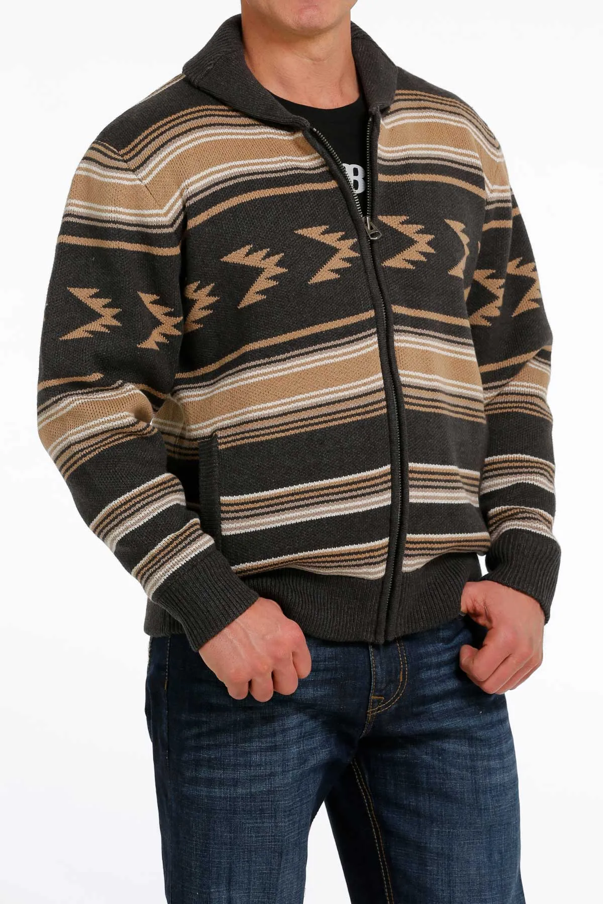 Cinch Men's Lead Don't Follow Striped Charcoal Zip Front Western Jacket