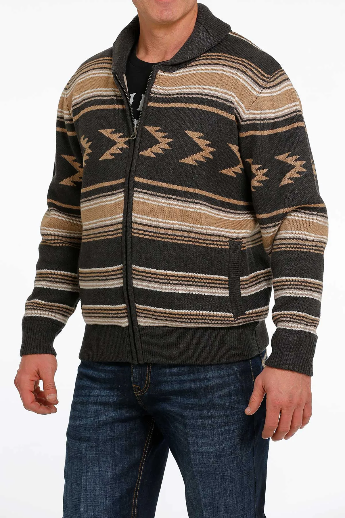 Cinch Men's Lead Don't Follow Striped Charcoal Zip Front Western Jacket