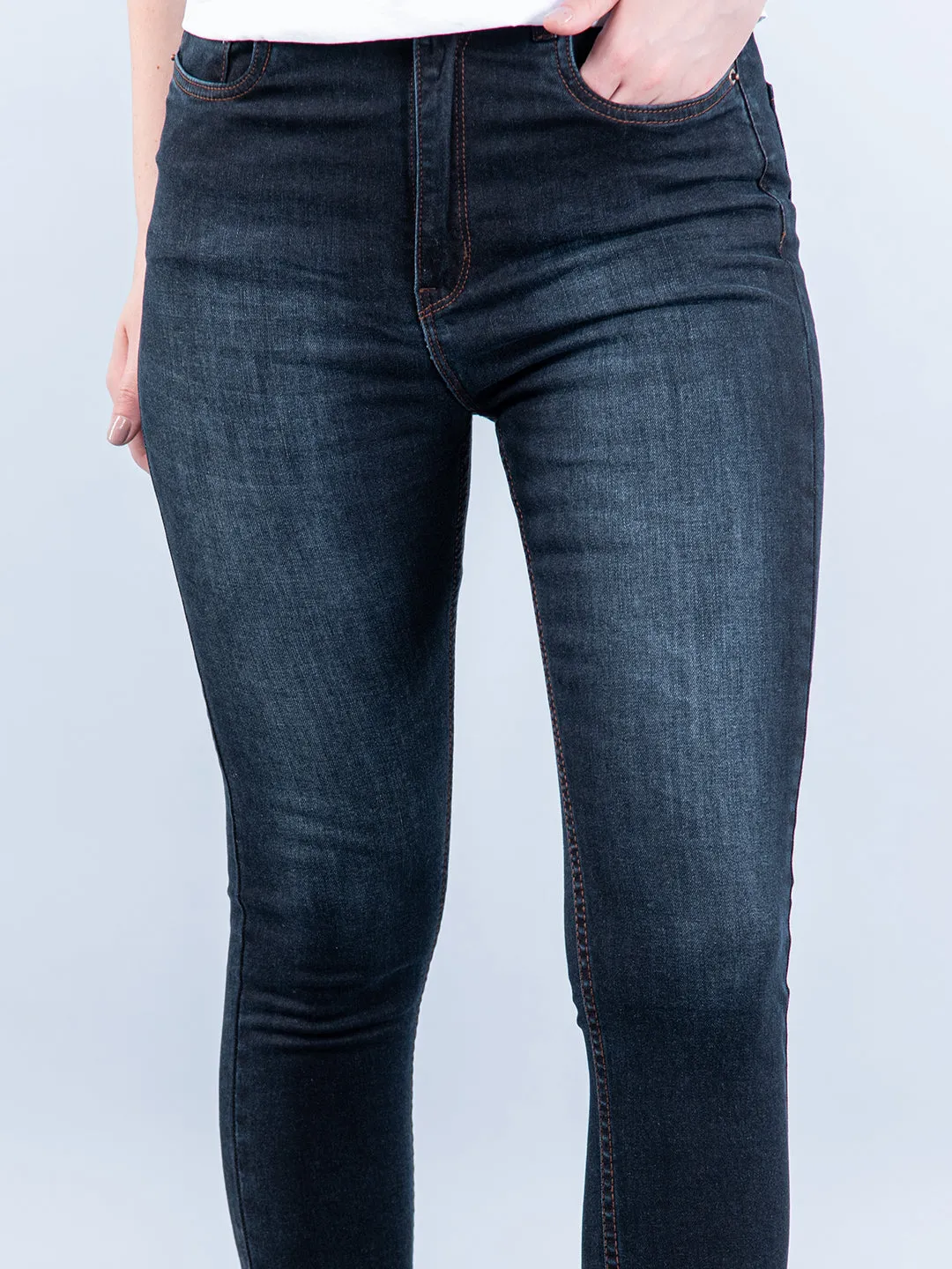 Classic Dark Blue Skinny Fit Jeans For Women