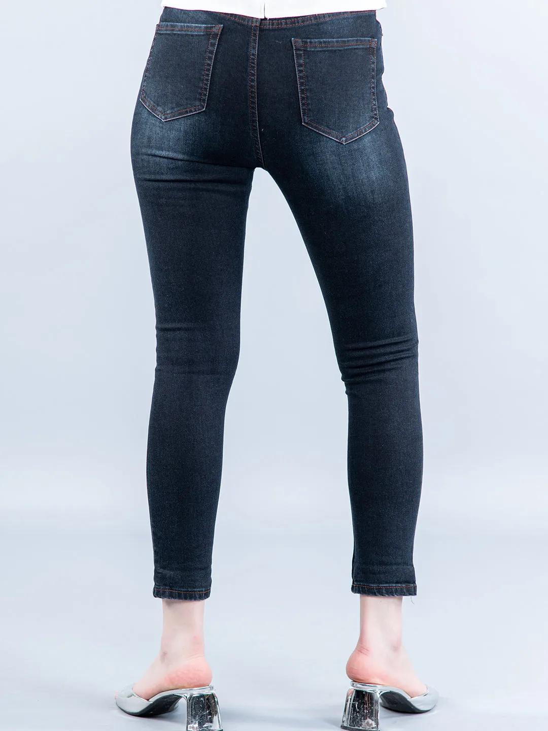 Classic Dark Blue Skinny Fit Jeans For Women