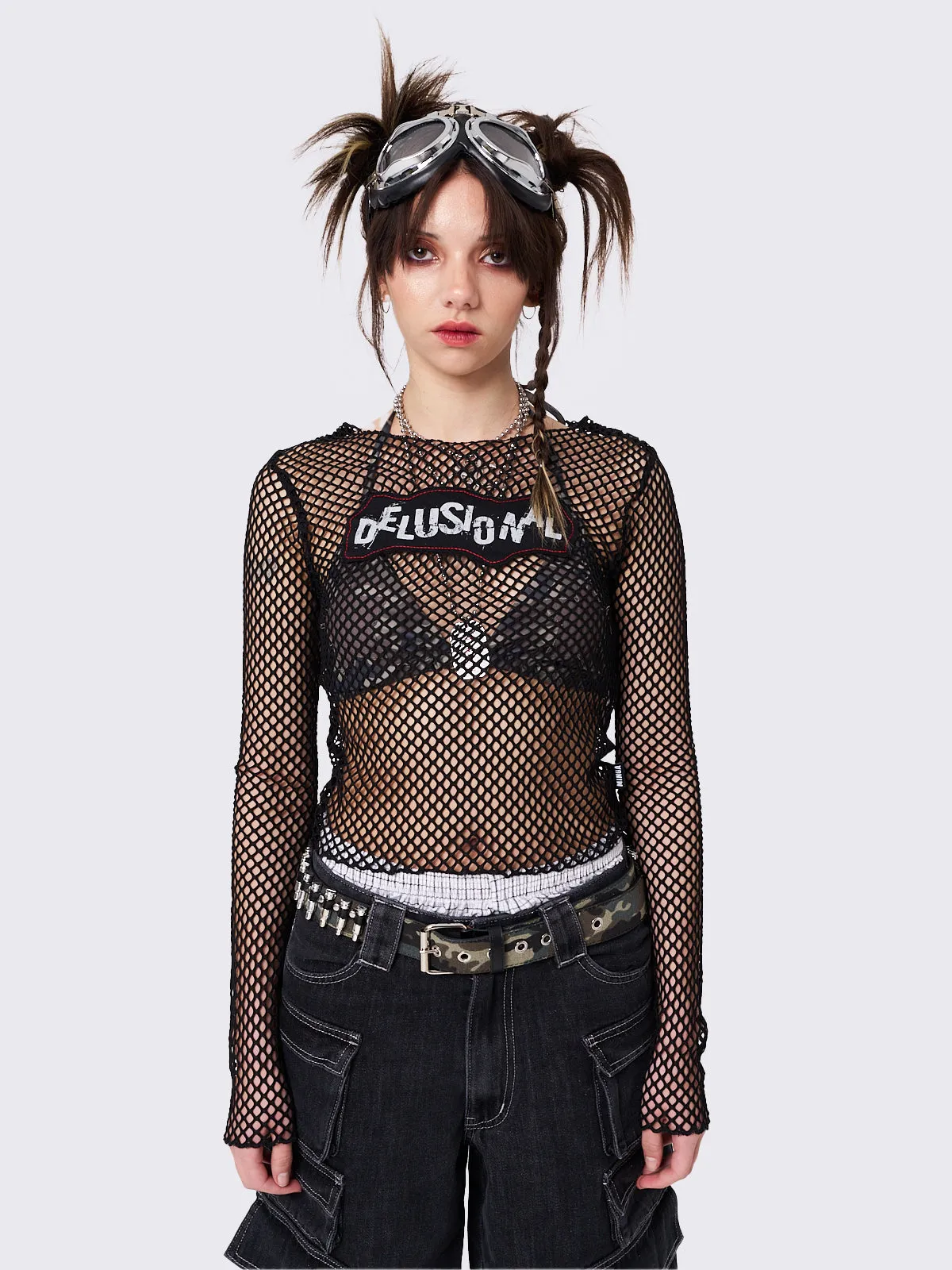 Delusional Fishnet Long Sleeve Top