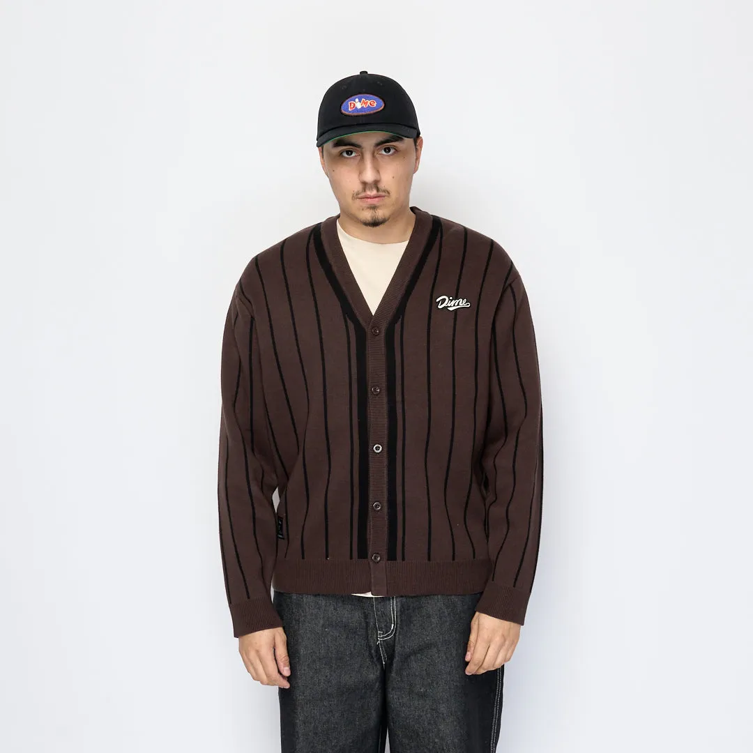 Dime - Baseball Knit Cardigan (Dark Brown)