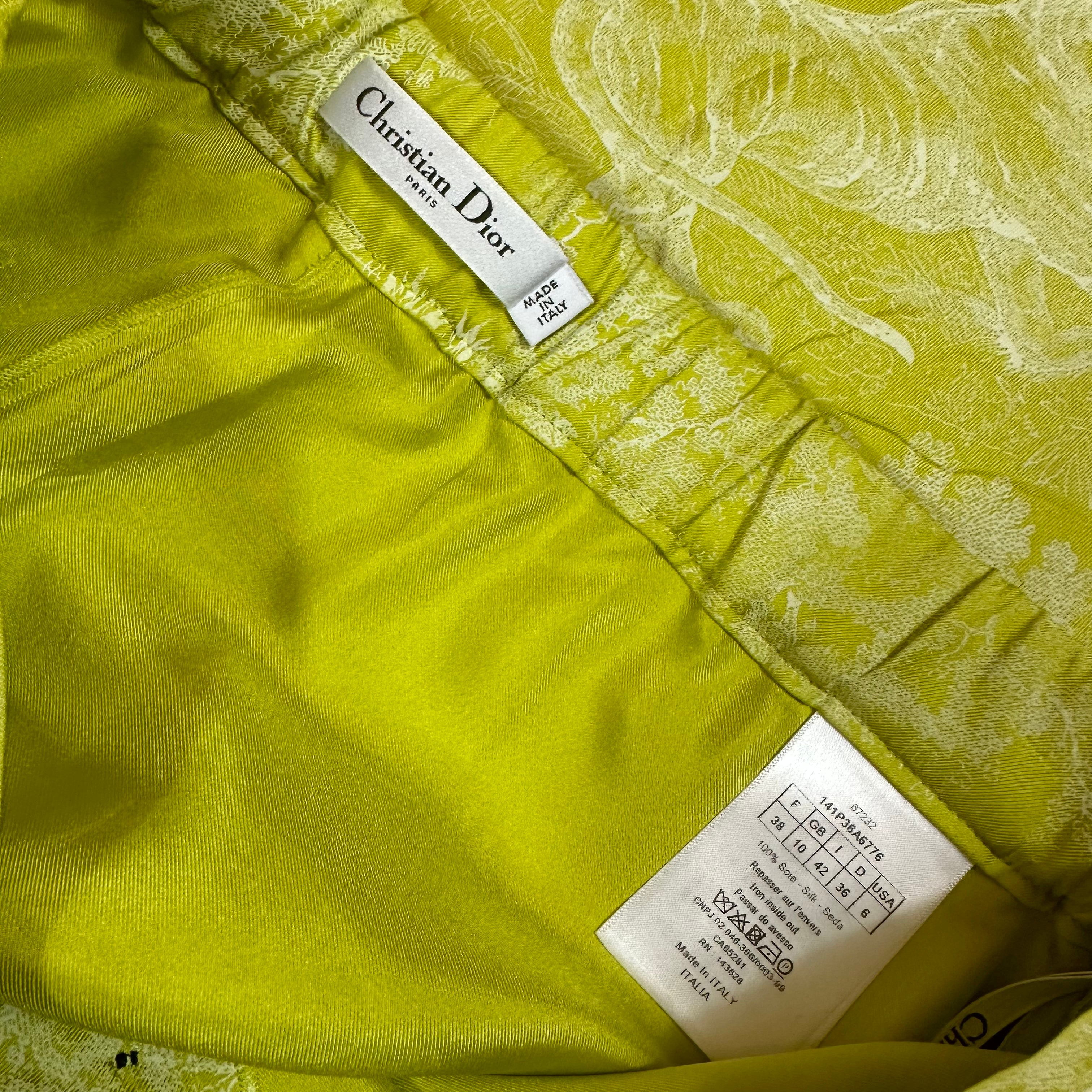 DIOR - Set pijama Toile de Jouy lime 100% silk size 36FR & 38 FR