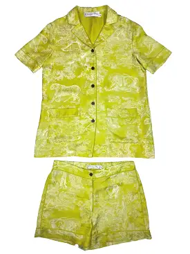 DIOR - Set pijama Toile de Jouy lime 100% silk size 36FR & 38 FR