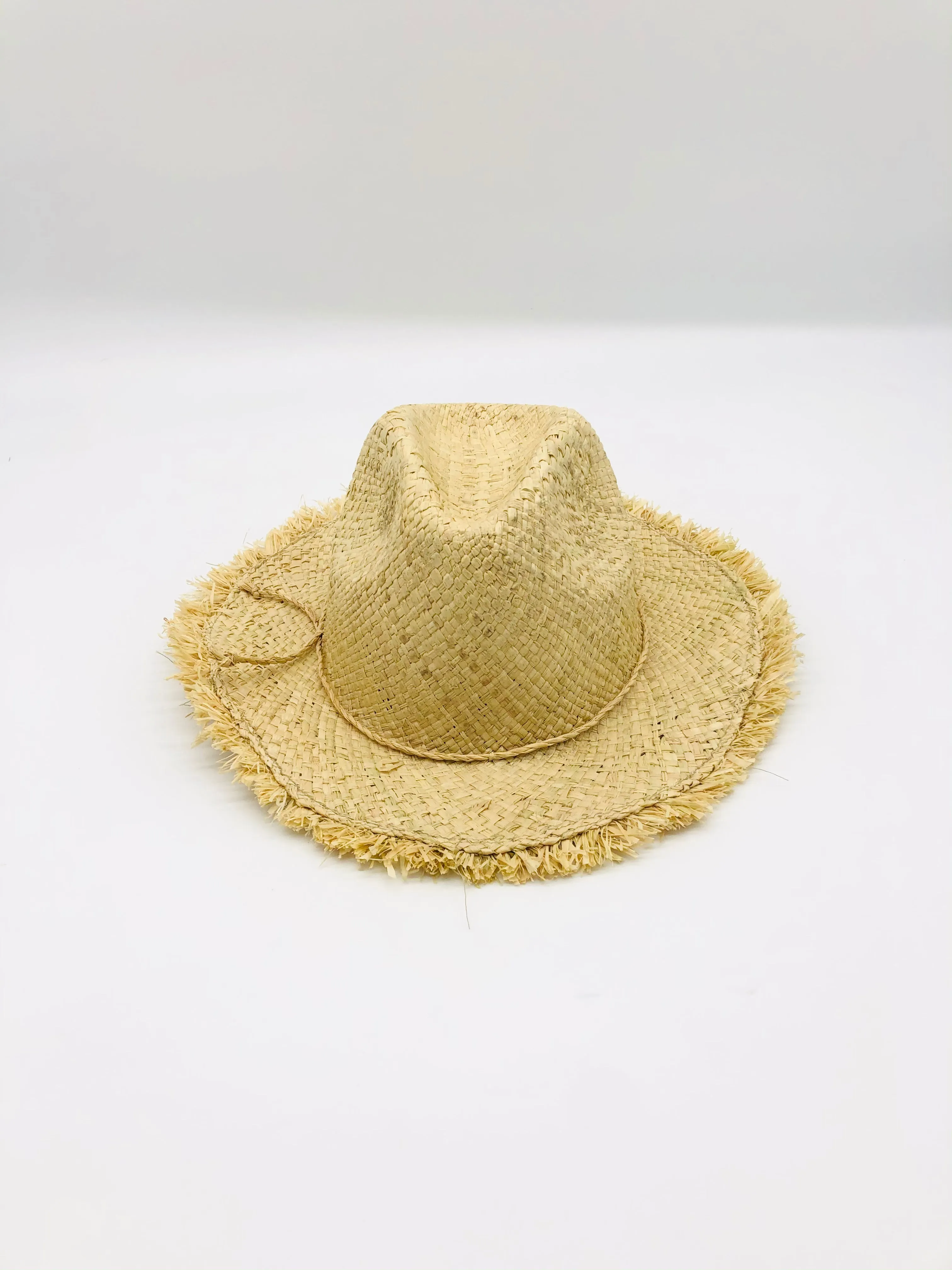 Fiston Fringe - Unisex Fedora Straw Hats with Raw Edge