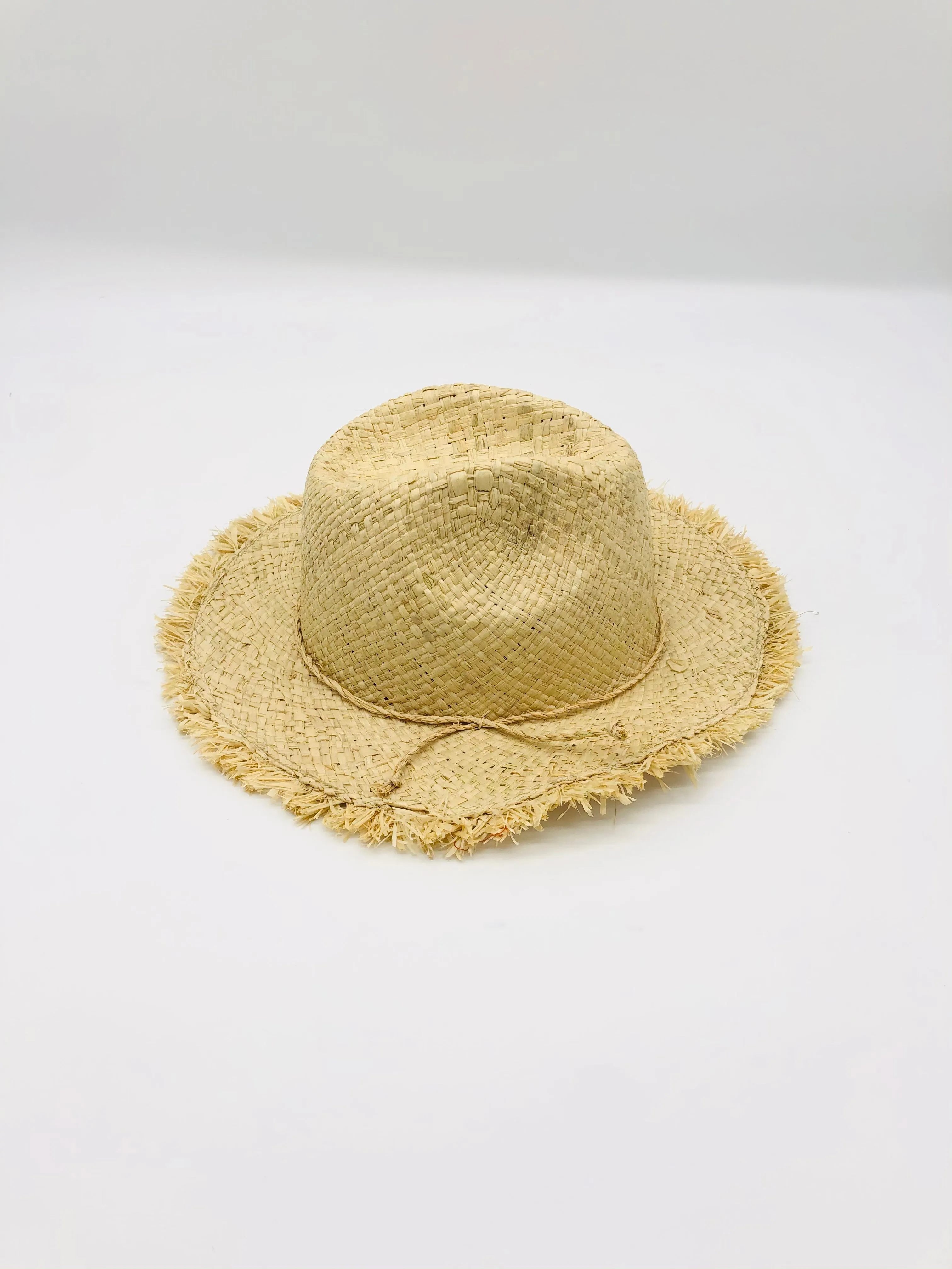 Fiston Fringe - Unisex Fedora Straw Hats with Raw Edge