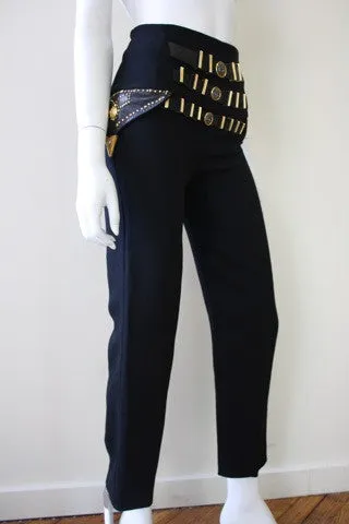 Iconic 1990s GIANNI VERSACE Wool and Leather Bondage Pants