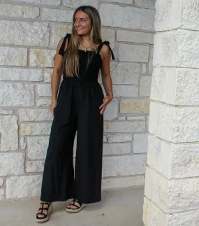 In February Black Crochet Jumpsuit