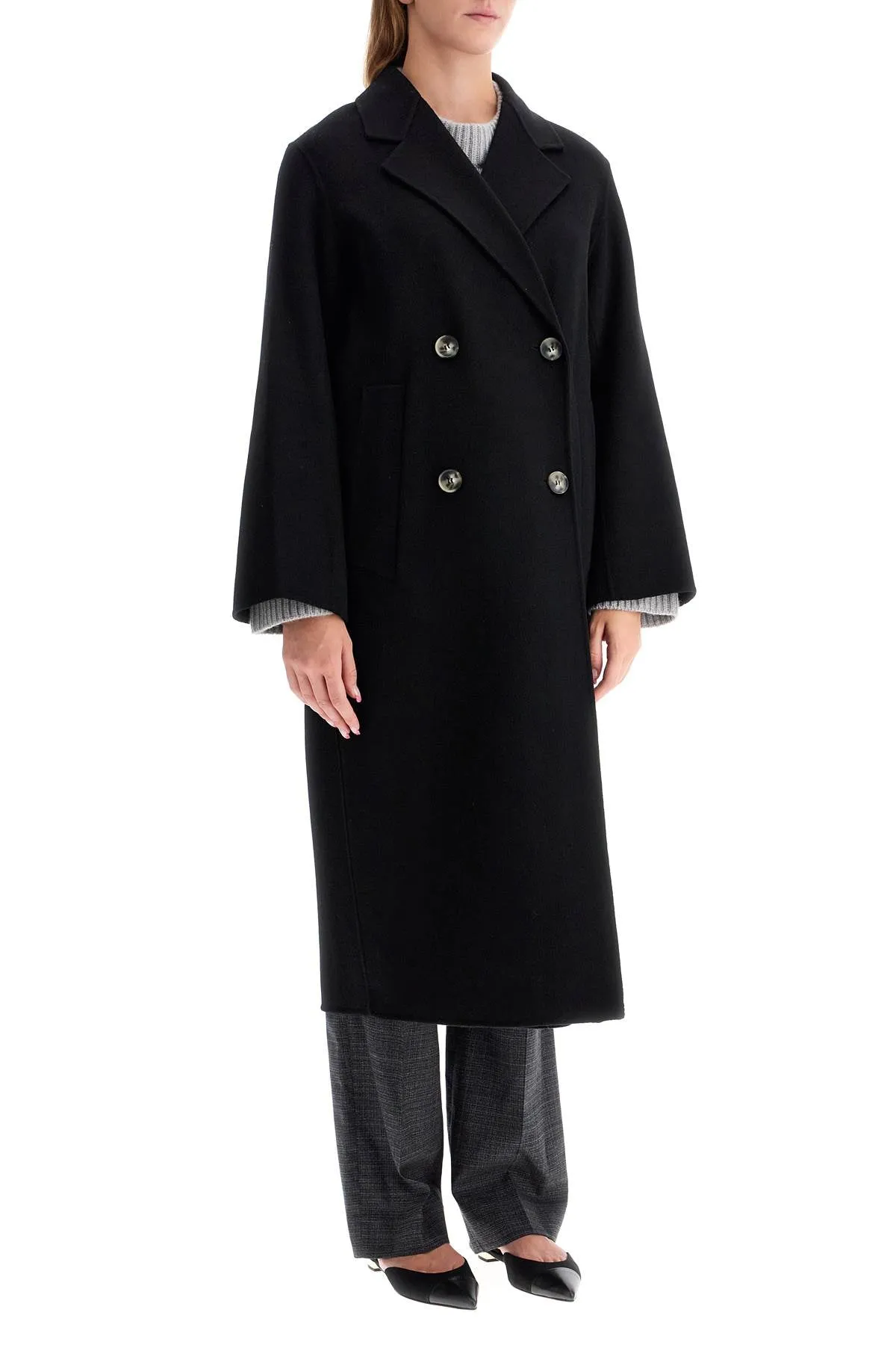 Ivy Oak Clara Double Breasted Wool Coat   Black