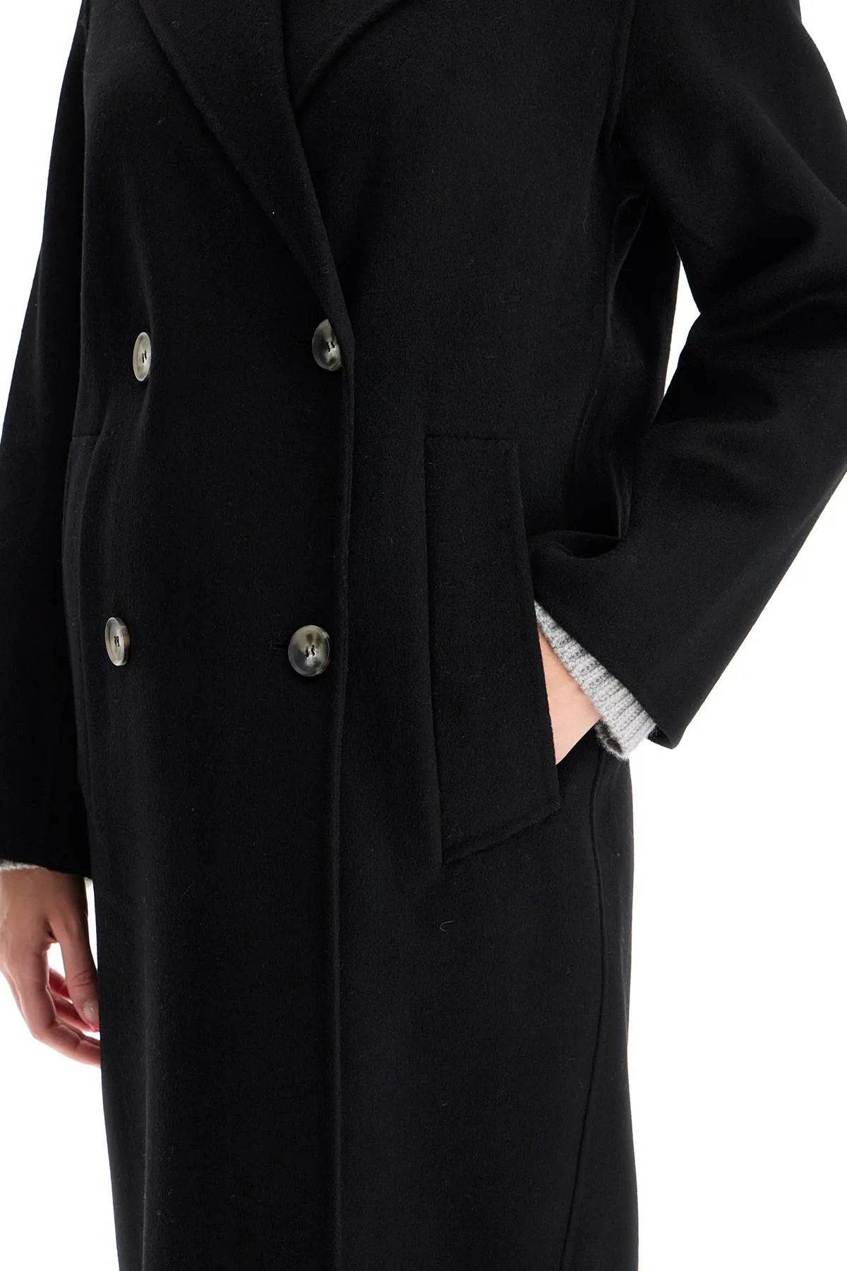 Ivy Oak Clara Double Breasted Wool Coat   Black