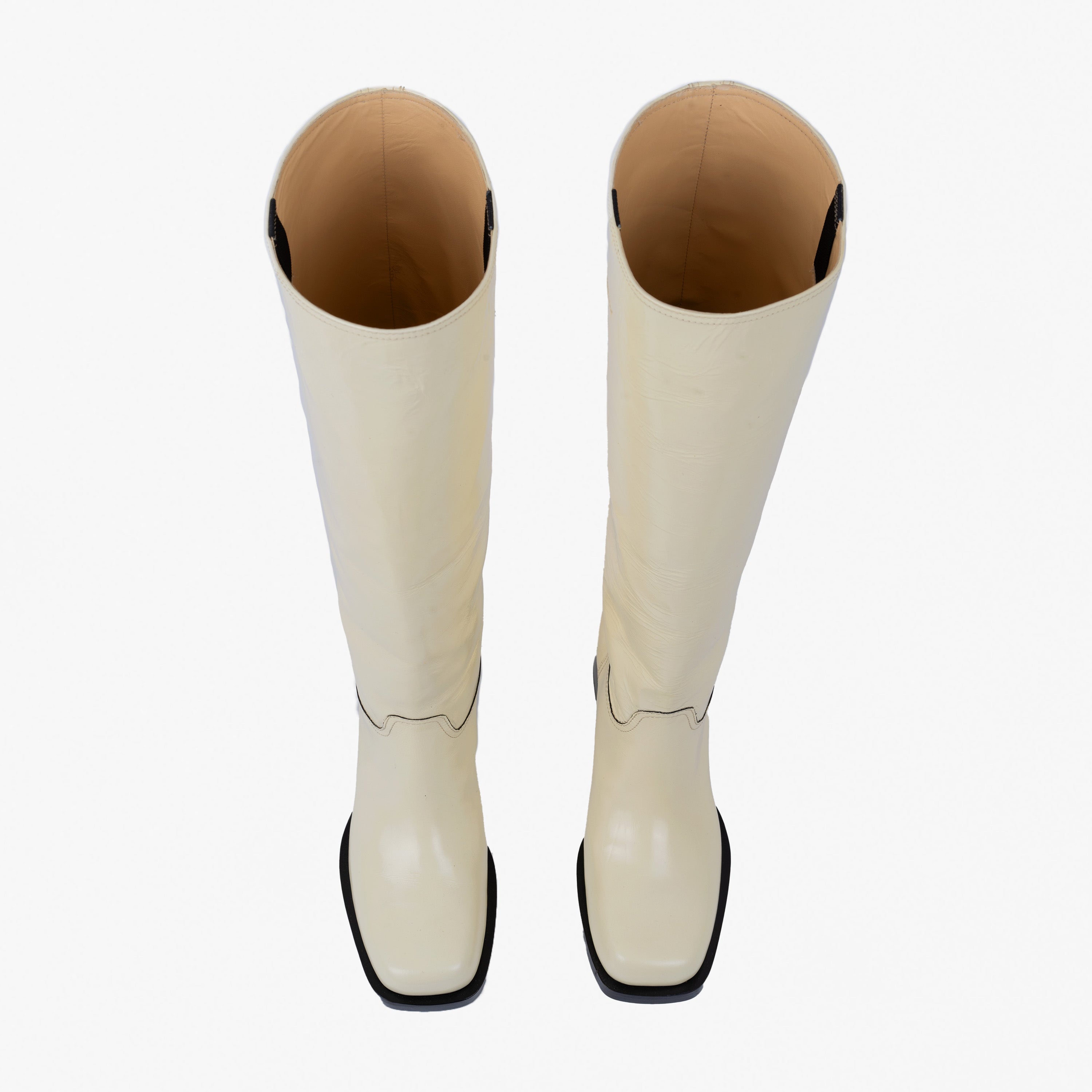 Joan High Boot Ivory Patent