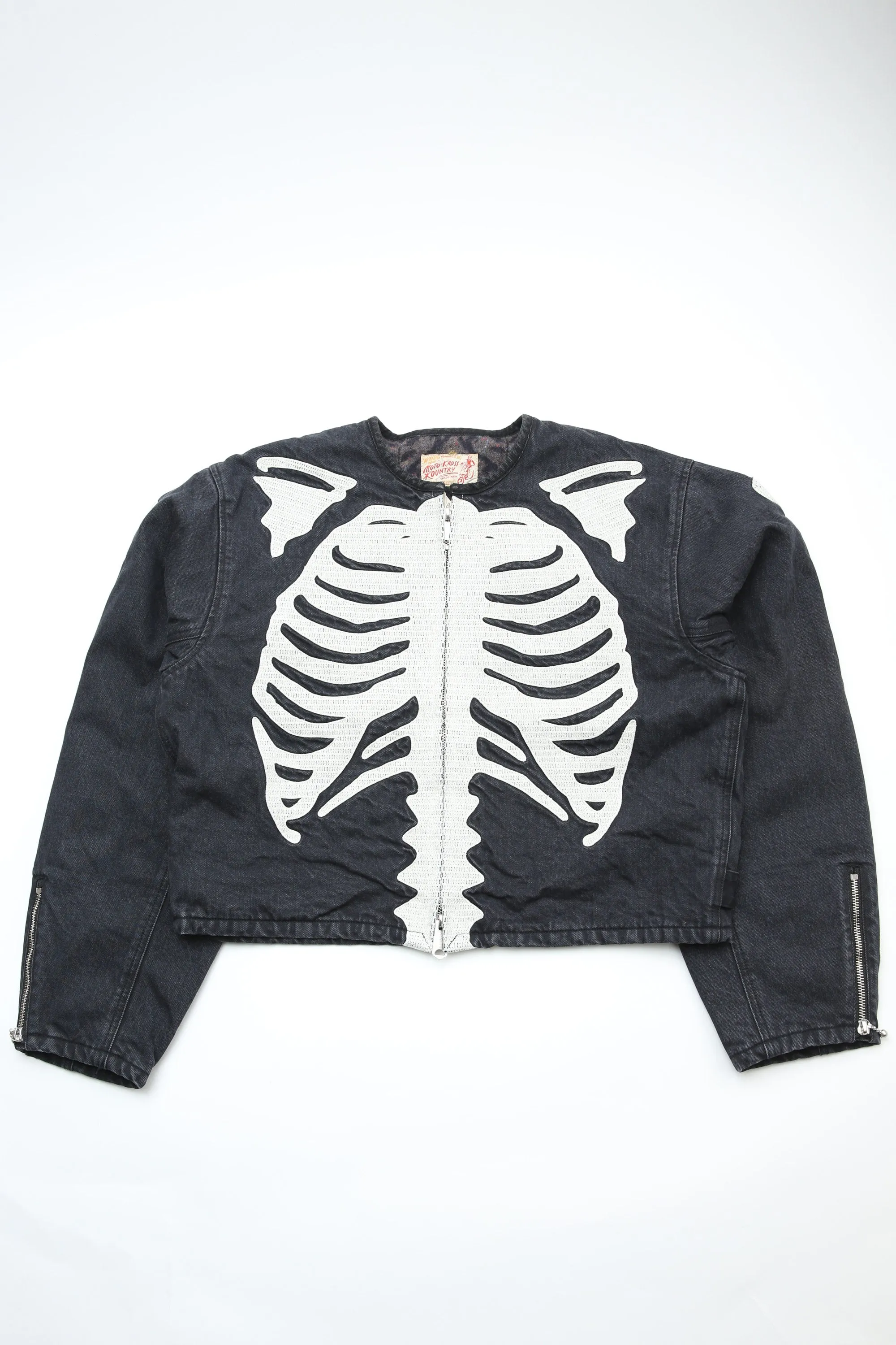 Kapital 14oz BLKxBLK Denim Motocross Jacket (BONE) - Black