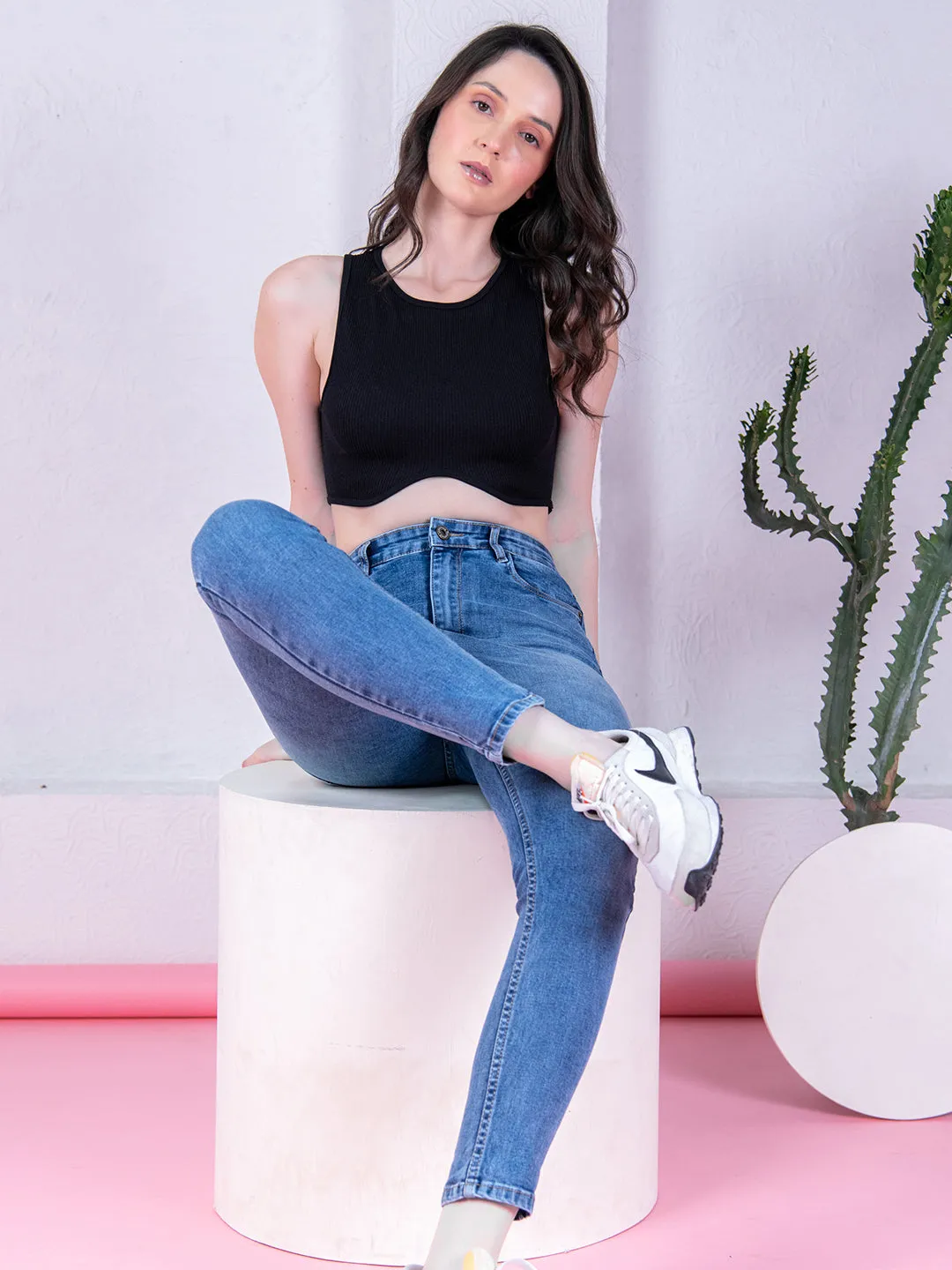 Light Blue Skinny Fit Jeans For Women