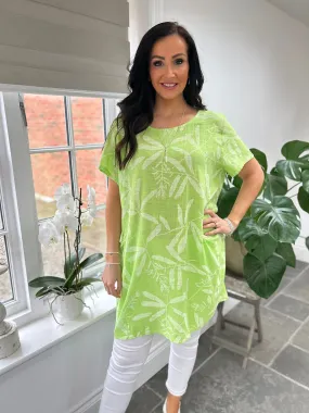 Lime Leaf Pattern Pocket Dress Rebecca