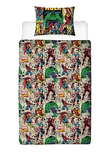 Marvel Avengers Comics Single Duvet Cover Set | Kaleidoscope