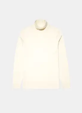 Men's Extra-Fine Merino Roll Neck in Archive White