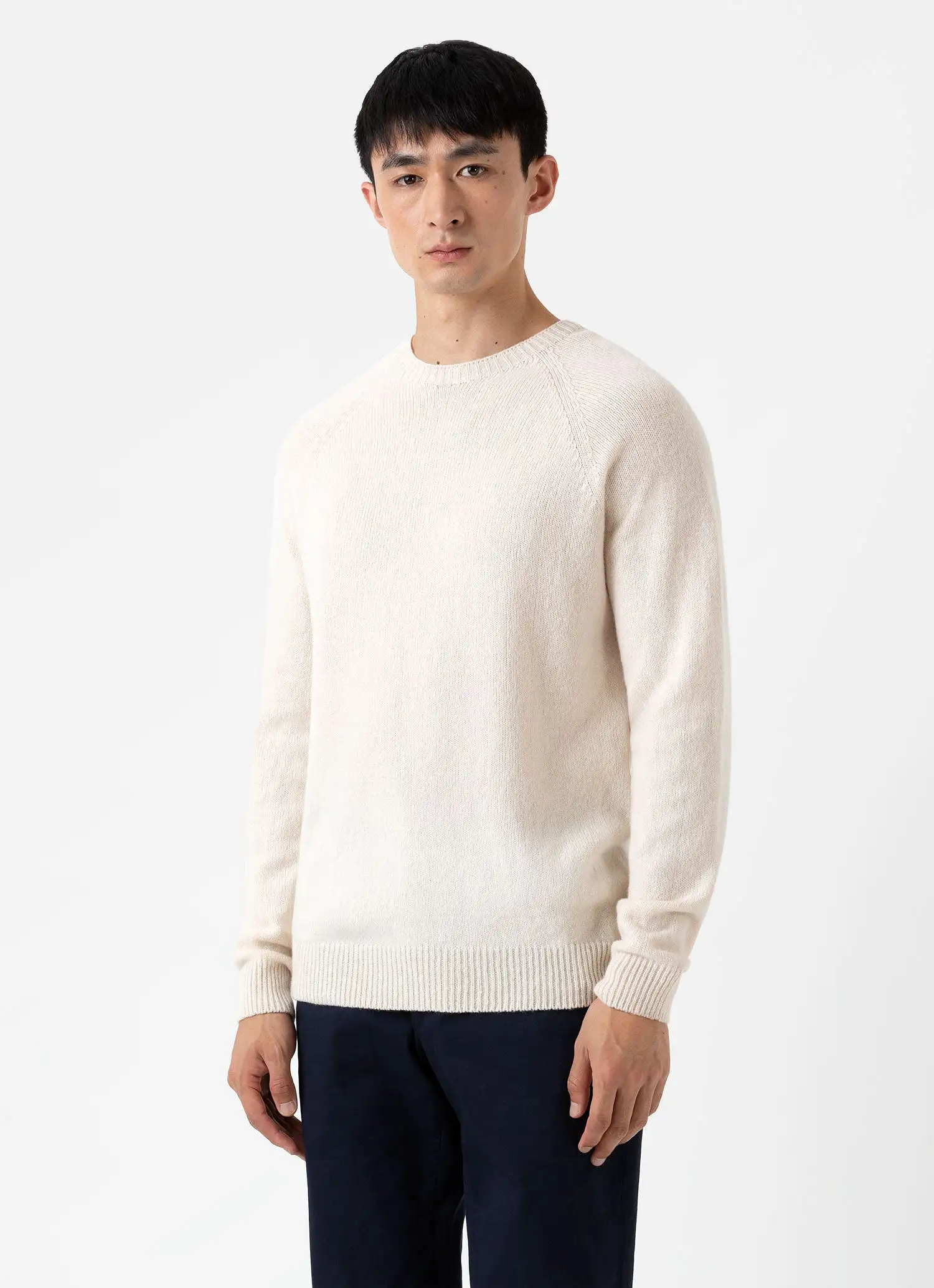 Men's Lambswool Crew Neck Jumper in Ecru