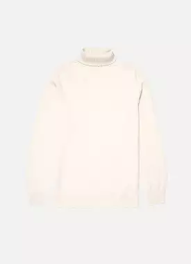 Men's Lambswool Roll Neck in Ecru